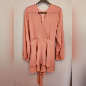 Elegant Pink Wrap Dress